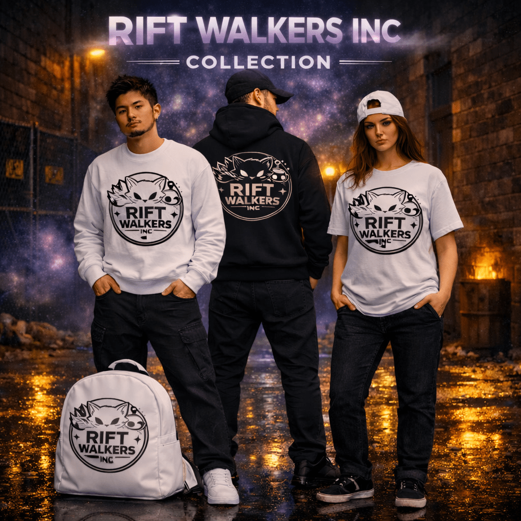 Rift Walkers Inc Collection minimalist streetwear graphic tees display
