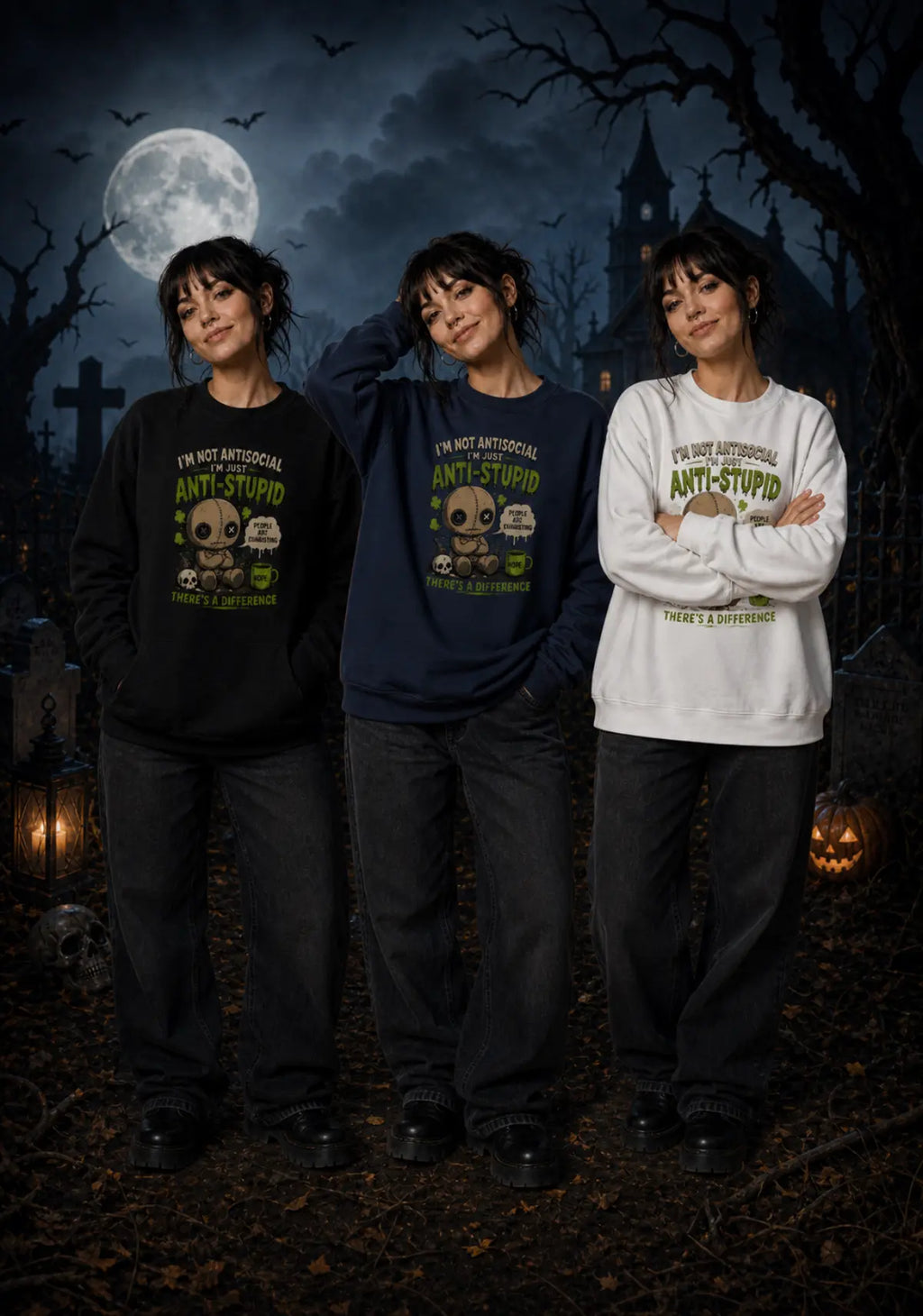 Chibi Voodoo Doll Sweatshirt | Anti‑Stupid Graphic