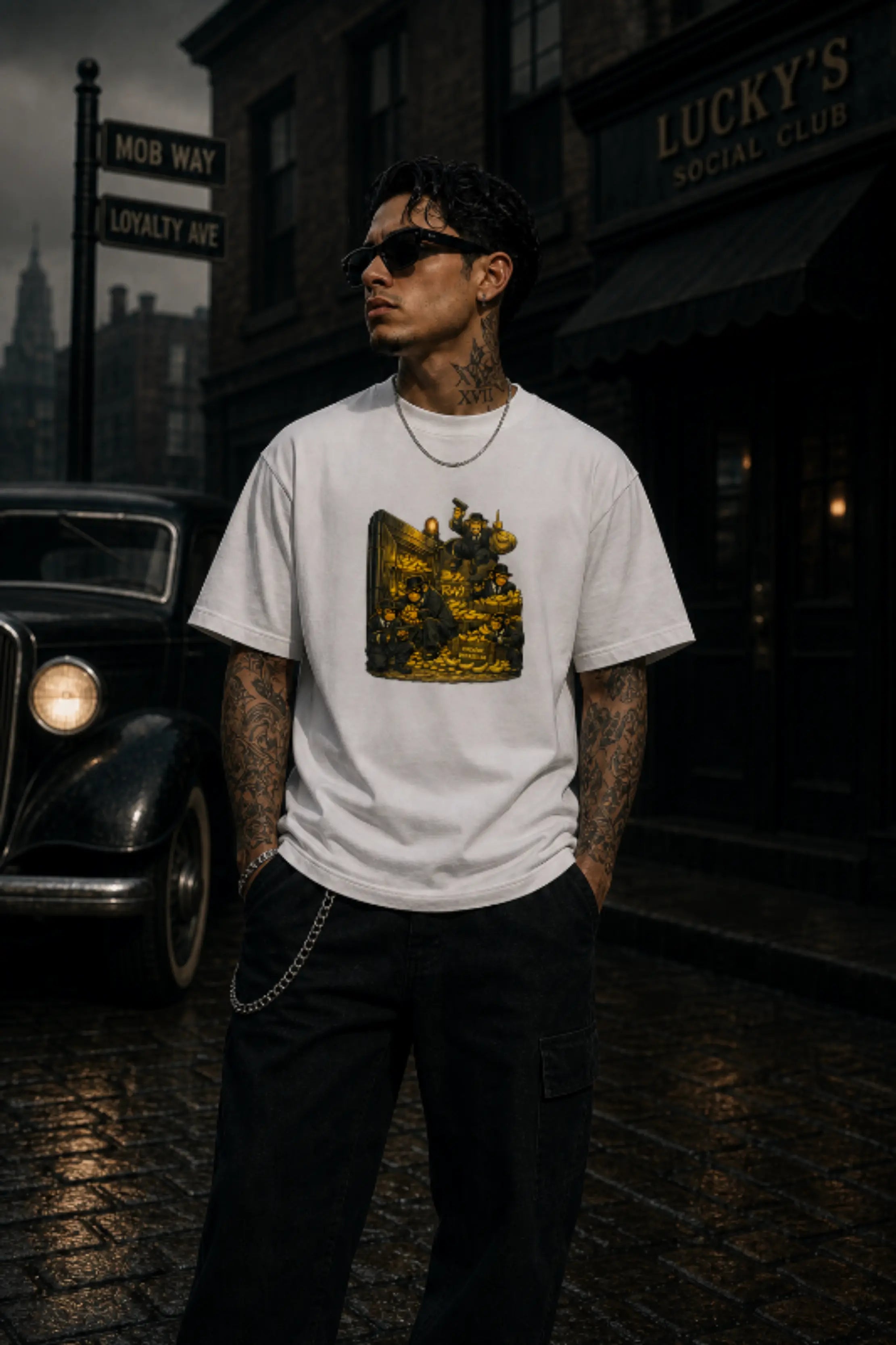 The Potassium Vault T‑Shirt | Funny Ape Heist Graphic Tee | Animal Meme Shirt.