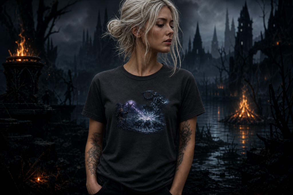Hollow Mage T‑Shirt | Souls‑Like Dark Fantasy Graphic Tee