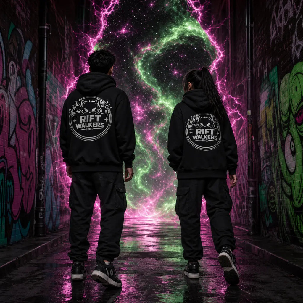 Official Rift Walkers Inc hoodie shown as minimalist streetwear sweatshirt with clean branding and modern design