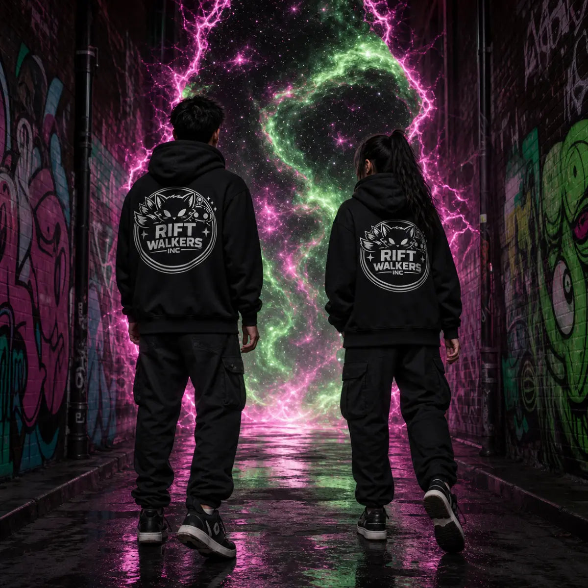 Official Rift Walkers Inc hoodie shown as minimalist streetwear sweatshirt with clean branding and modern design