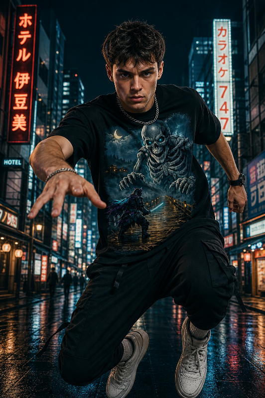 Guardian of the Bridge T‑Shirt | Dark Samurai Yokai Graphic Tee