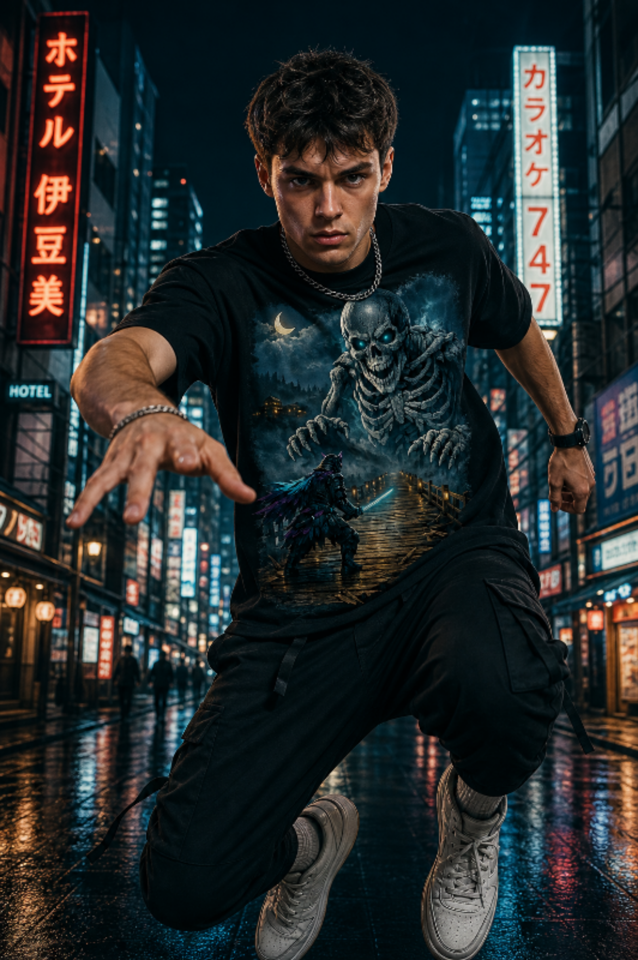 Guardian of the Bridge T‑Shirt | Dark Samurai Yokai Graphic Tee