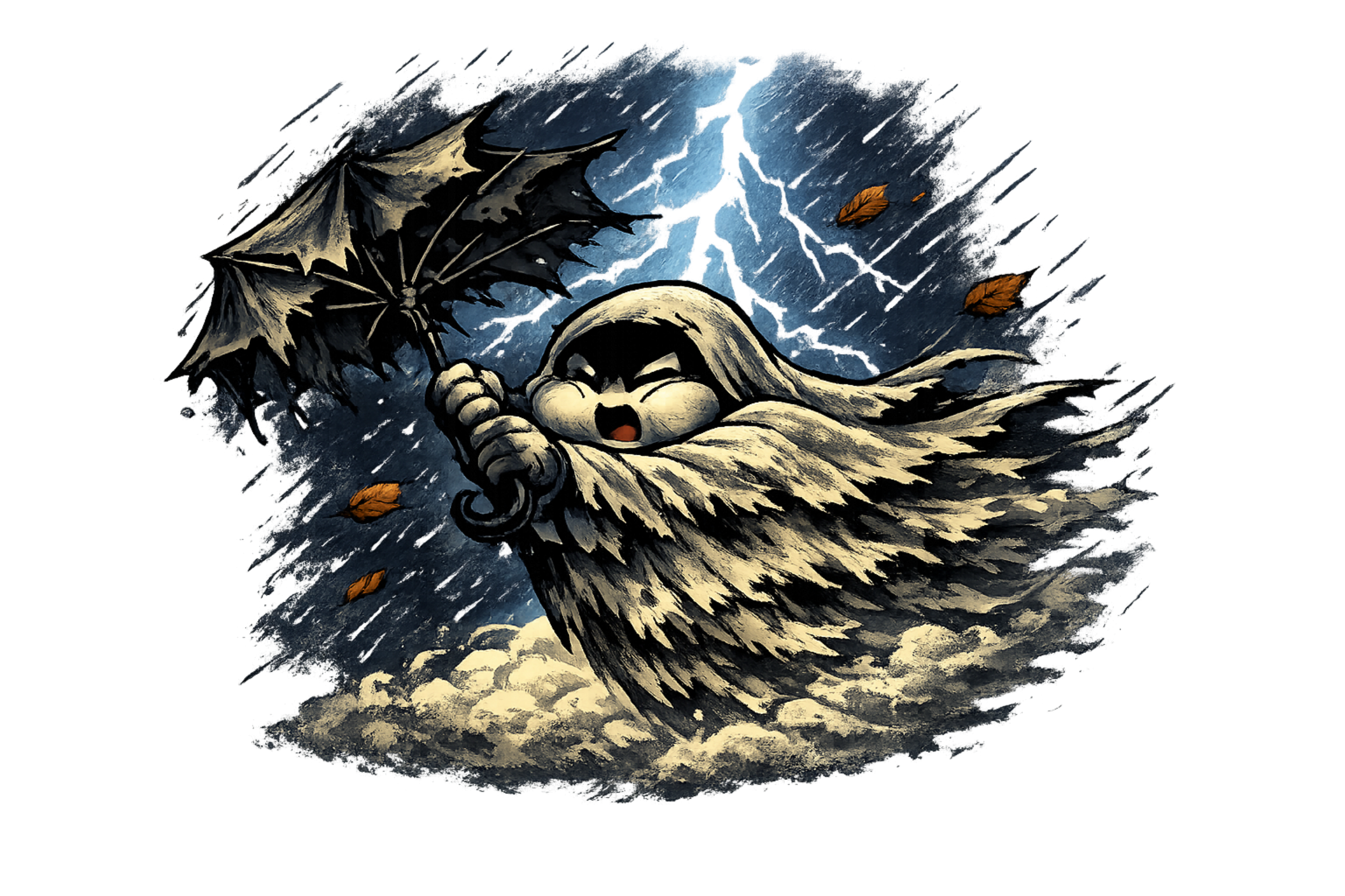 Stormy Night T‑Shirt | Dark Fantasy Graphic Tee | Whimsical Ghost Artwork