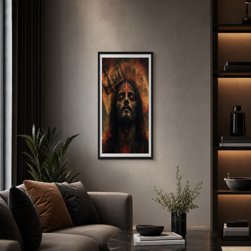 Crown Of Ashes – Fallen King | Dark Fantasy Wall Art | Dark Mythic Print